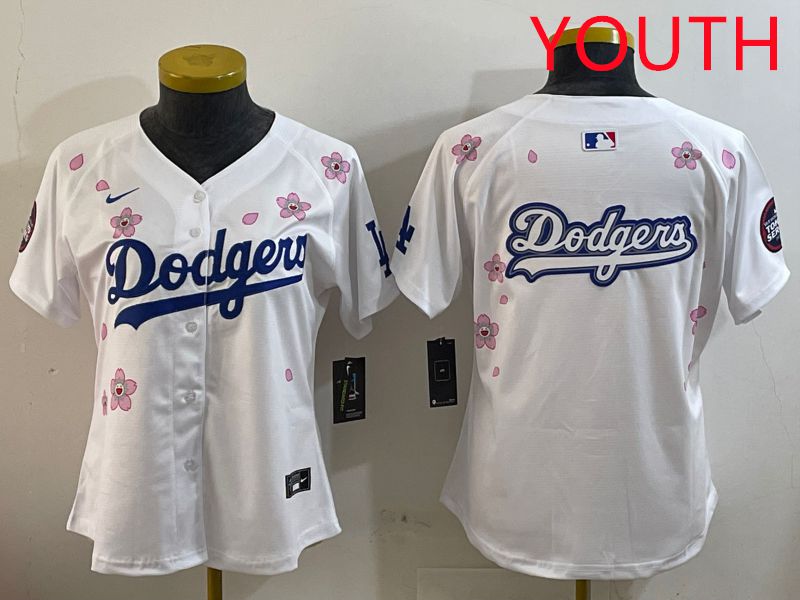 Youth Los Angeles Dodgers Blank White Sakura Edition 2025 Nike MLB Jersey style 13